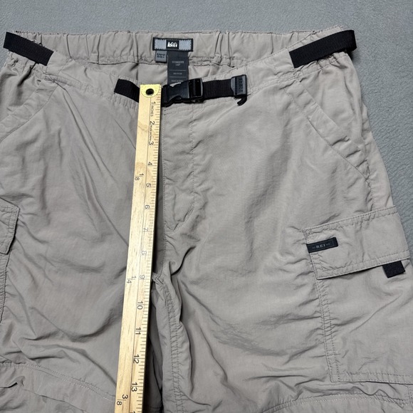 REI Shara Pants Women Sz 14P Tan Convertible Hiking Cargo Leg Zip Belted Pockets - Picture 4 of 13